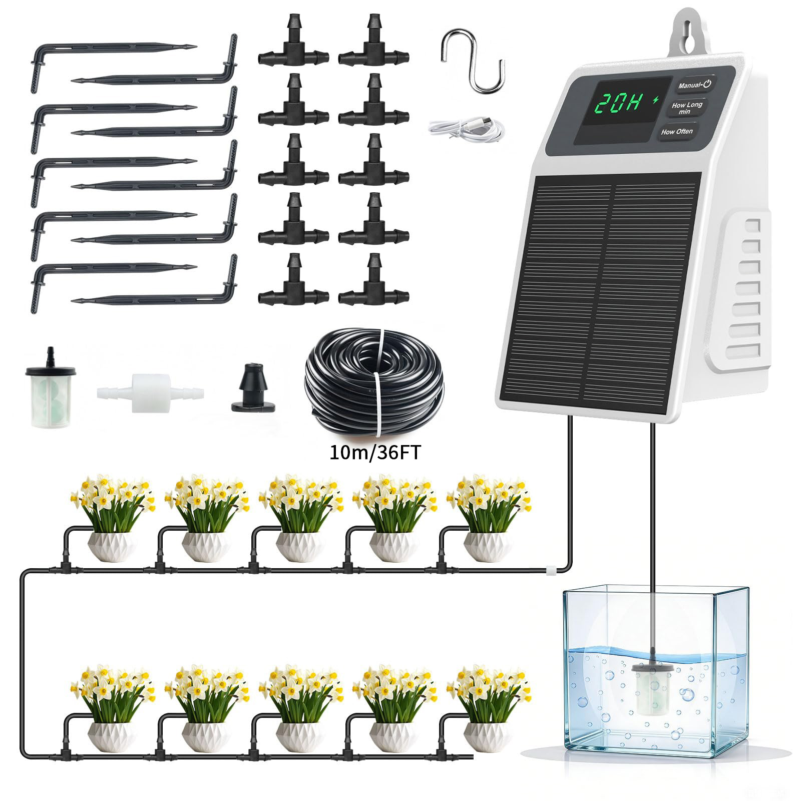 Smart Garden Technology - Upgraded Solar Drip Irrigation System Automatic